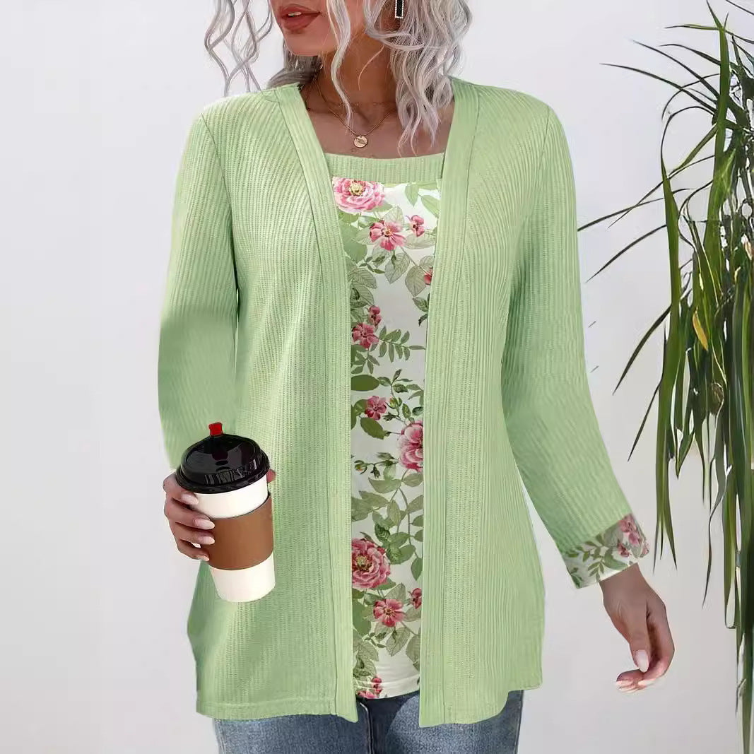 Ladies casual cardigan with floral lining and long sleeves Lune London