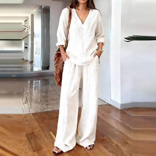 Women's Comfortable Linen Pants with Casual Cut and Practical Pockets Lune London