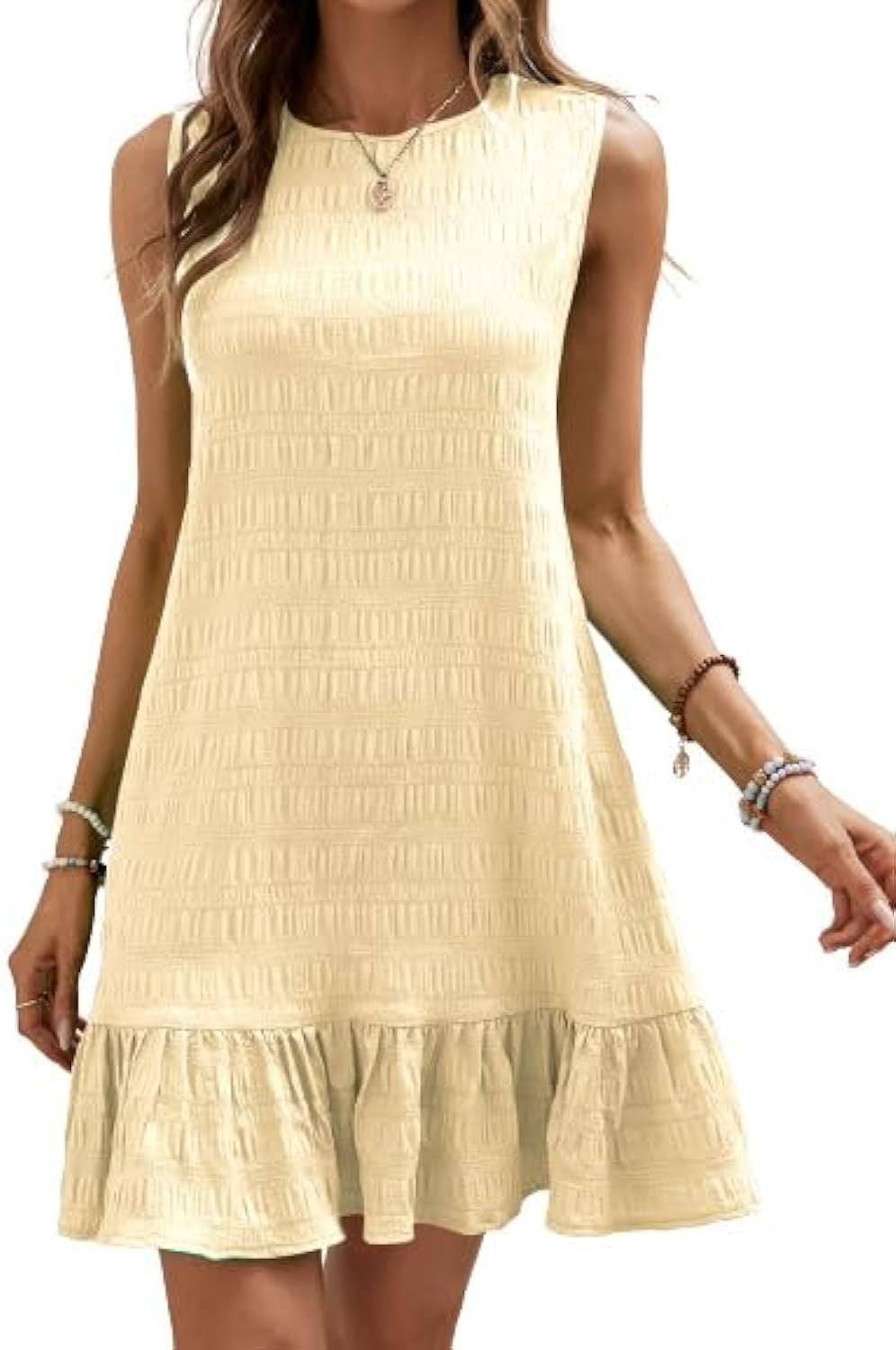 Casual dress for women with ruffled hem and textured fabric Lune London
