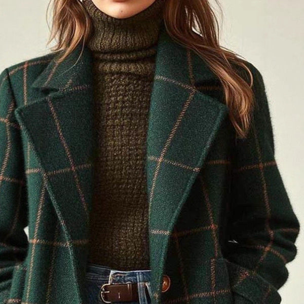 Manteau en laine à carreaux pour femmes Chic & Stil