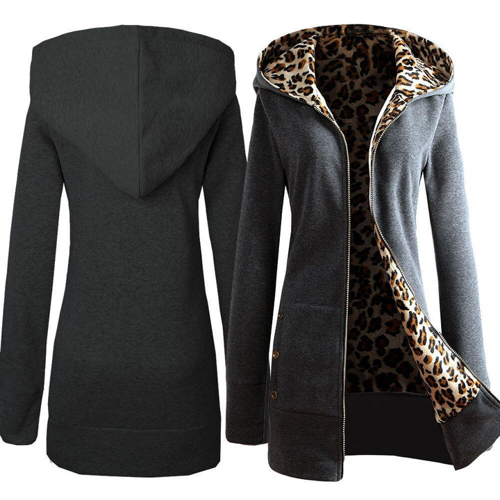 Ladies Long Sporty Jacket with leopard print inside Chic and Stylish