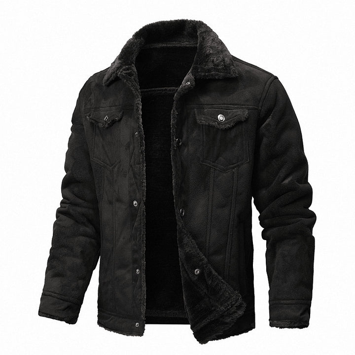 Fleece lined leather jacket for men Lune London