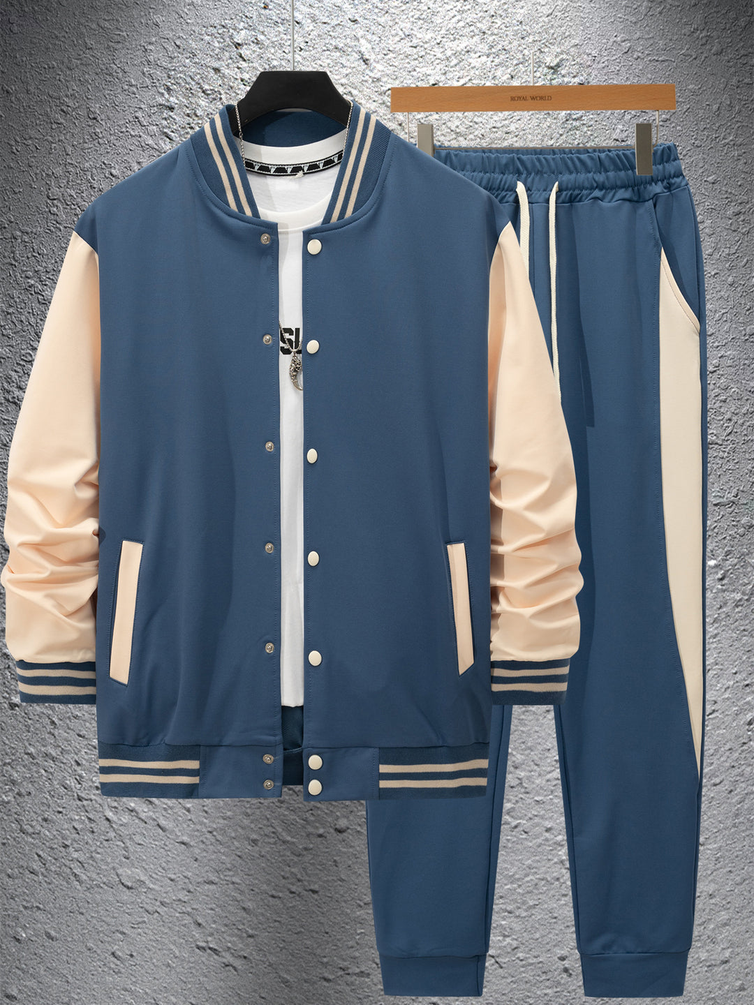 Elegant leisure set for men with a modern bomber jacket design and comfortable jogger pants Lune London