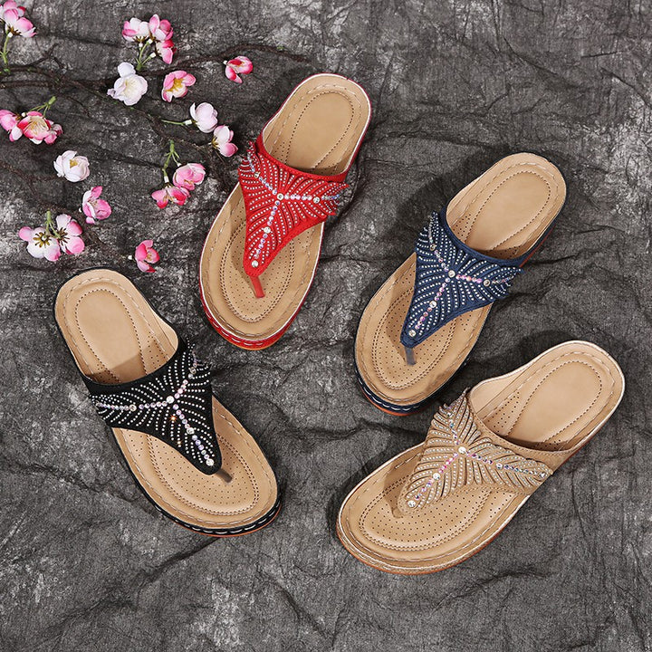 Trendy women's flip-flops with sparkling embellishments Lune London