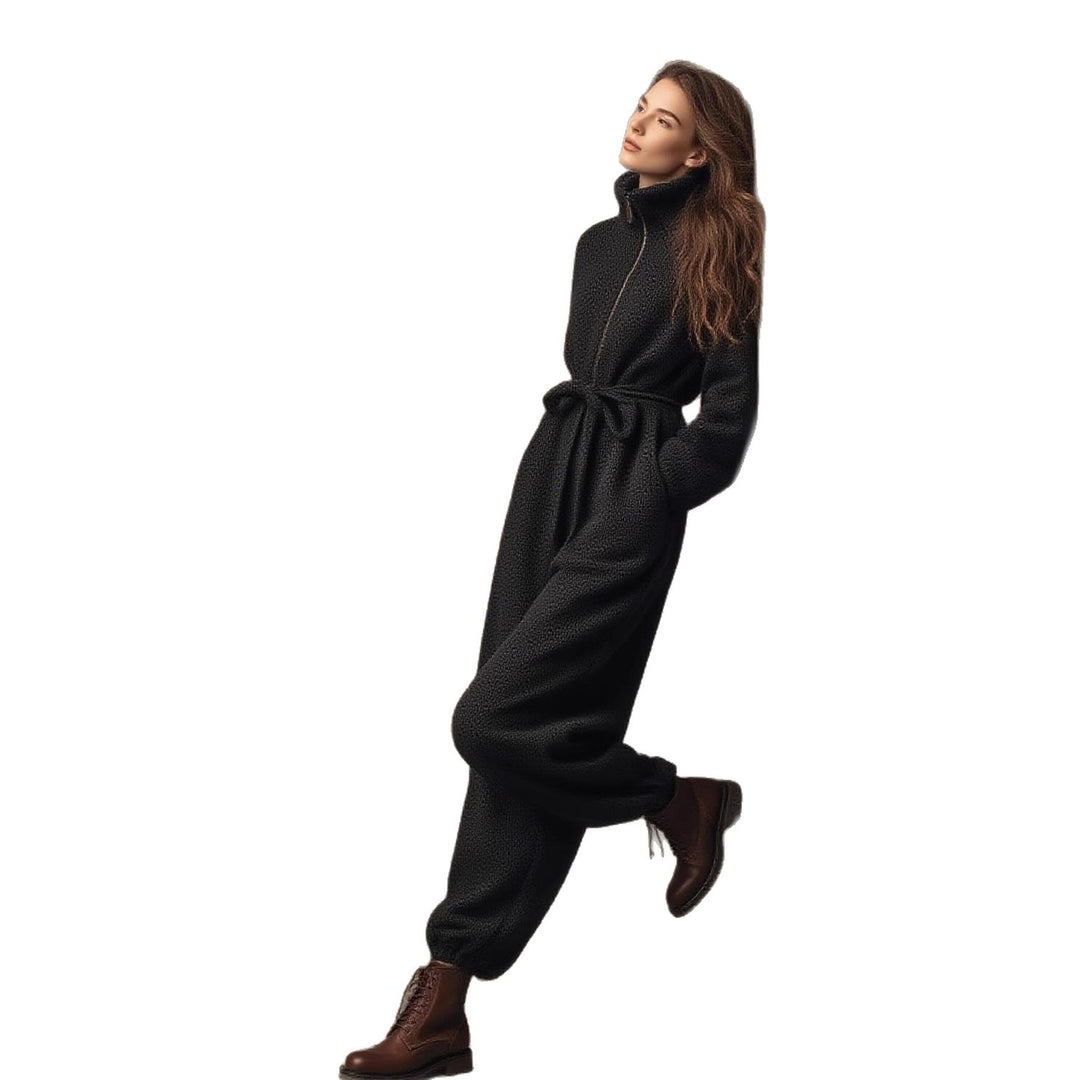 Ladies comfortable fleece jumpsuit with high collar Lune London