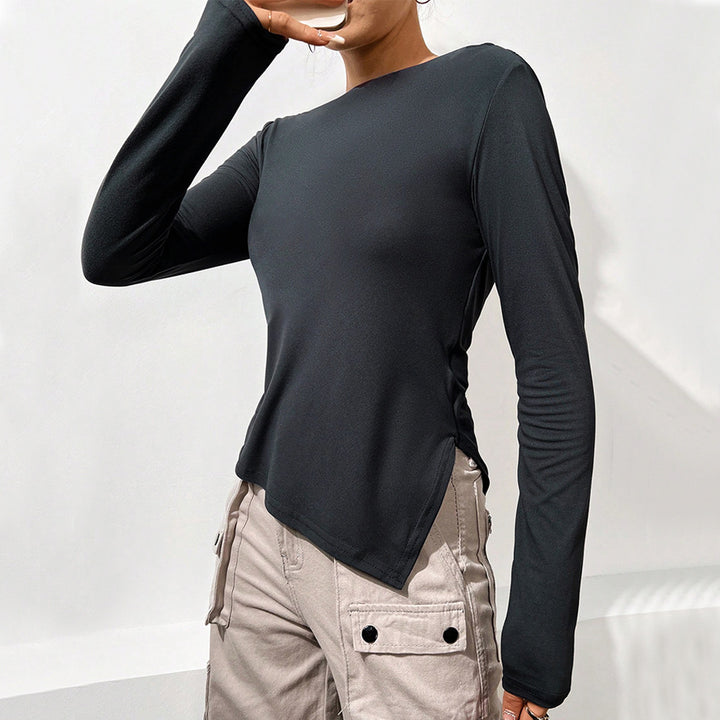 Blouse à manches longues pour femmes avec col cascade décontracté et partie arrière élégante Chic & Stil