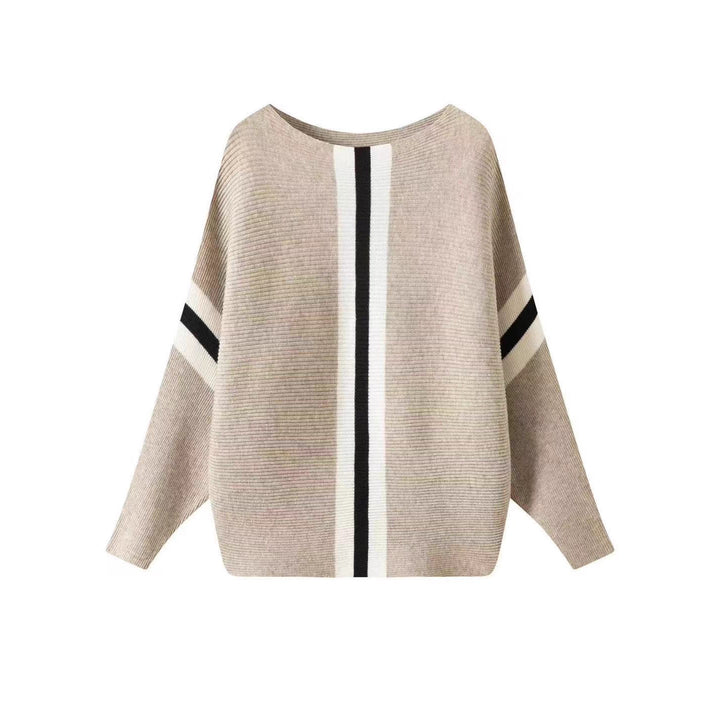Ladies thick knit sweater with modern stripes Lune London