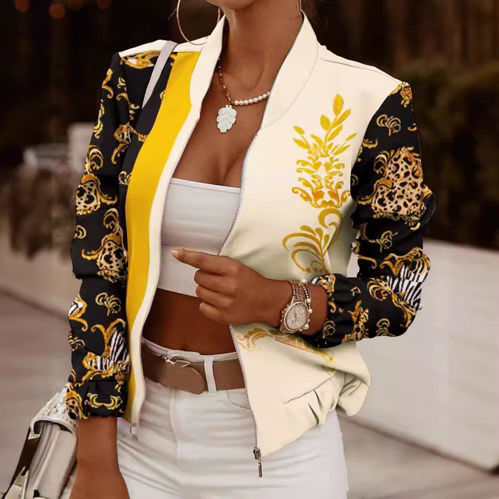 Trendy bomber jacket for women with floral pattern Lune London