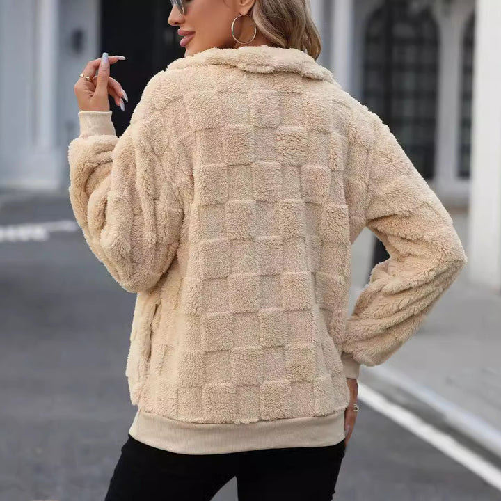 Ladies Oversized Fleece Pullover with zipper and Lune London structure
