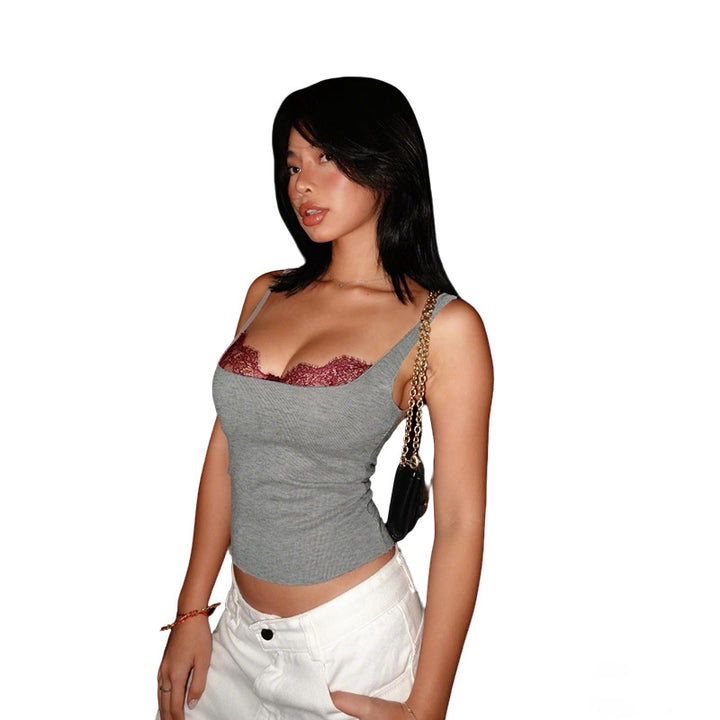 Women's Sleeveless Top with Lace Underlay Lune London
