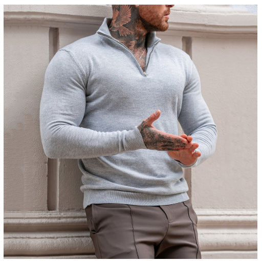 Men's sweater with short zipper and high collar Lune London