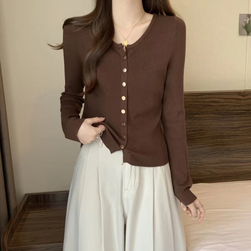 Women's knitted jacket with mother-of-pearl buttons Lune London