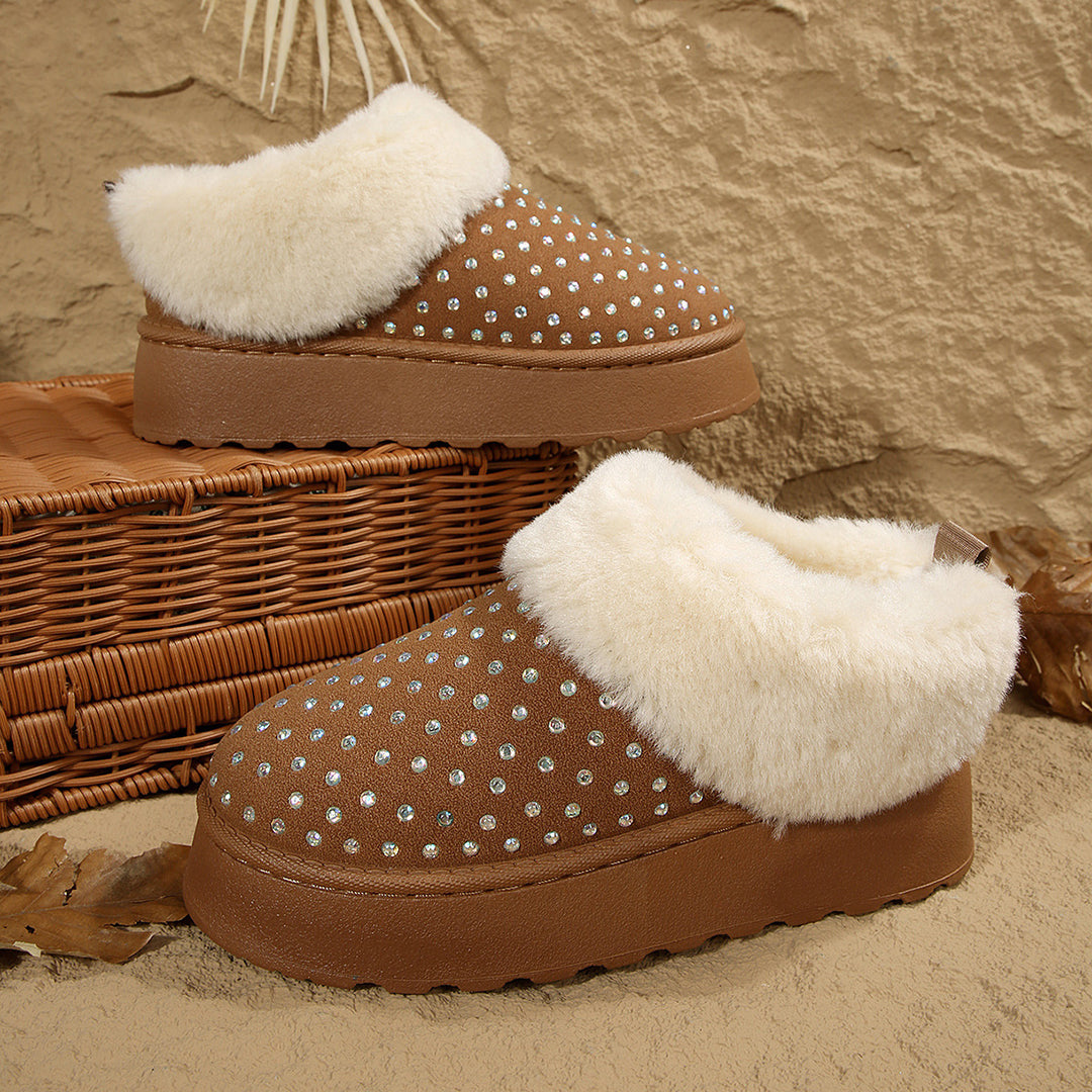Ladies Soft Slippers with Sparkling Ornaments and Warm Lining Lune London