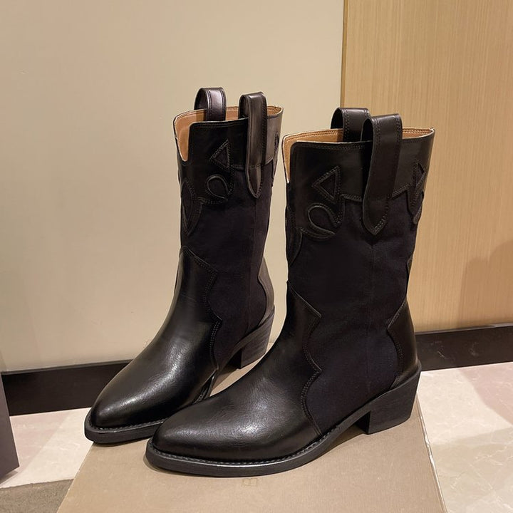 Women's cowboy-style ankle boots with a unique design and a compact heel Lune London