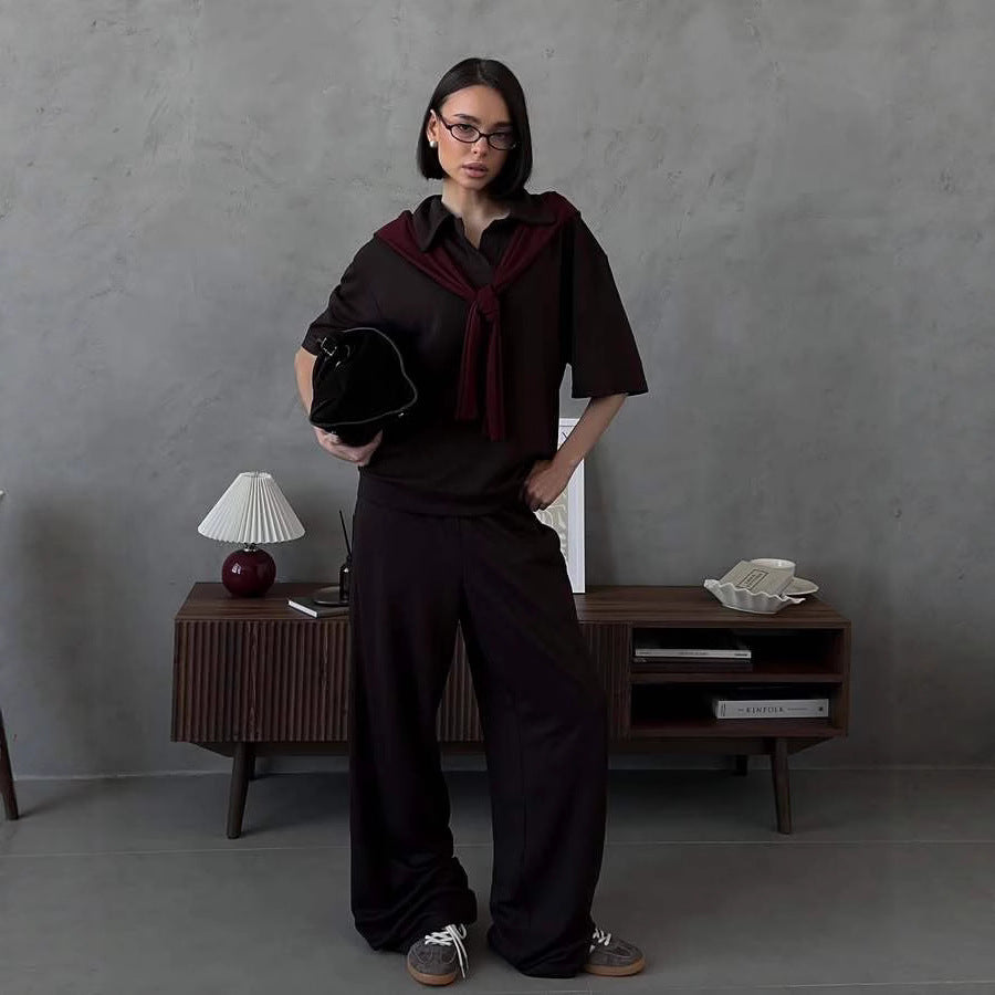 Ladies elegant set with oversized collar and wide trousers Lune London