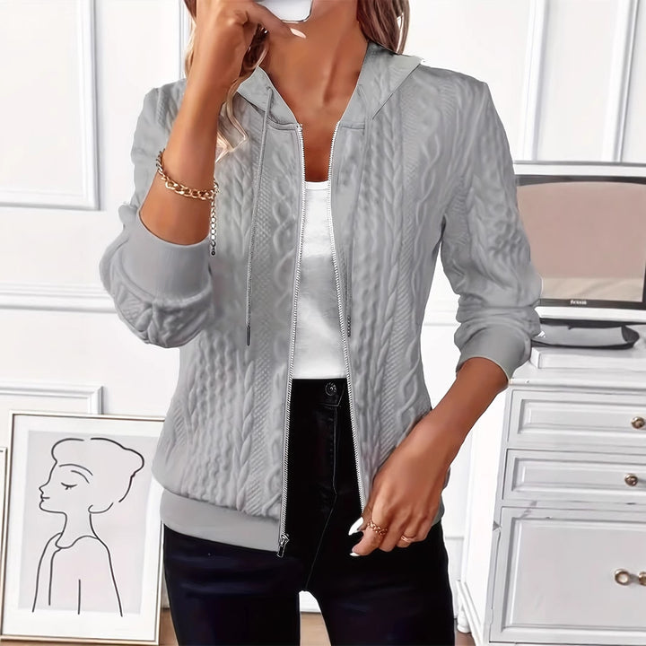Veste en tricot pour femme avec capuche et motif en torsade Lune London