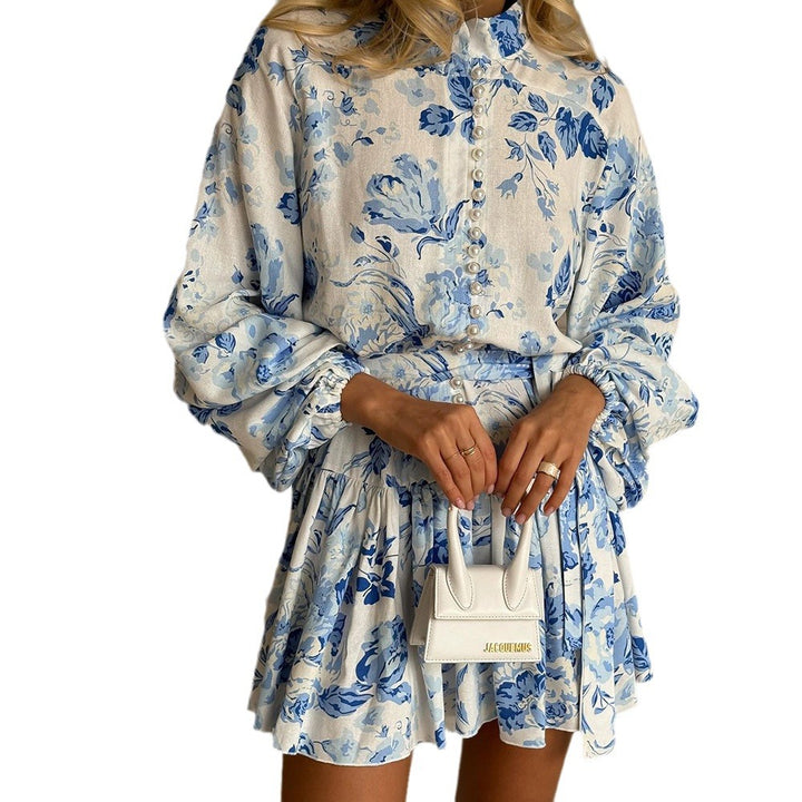 Sheath dress for women with Victorian collar and ruffled hem Lune London