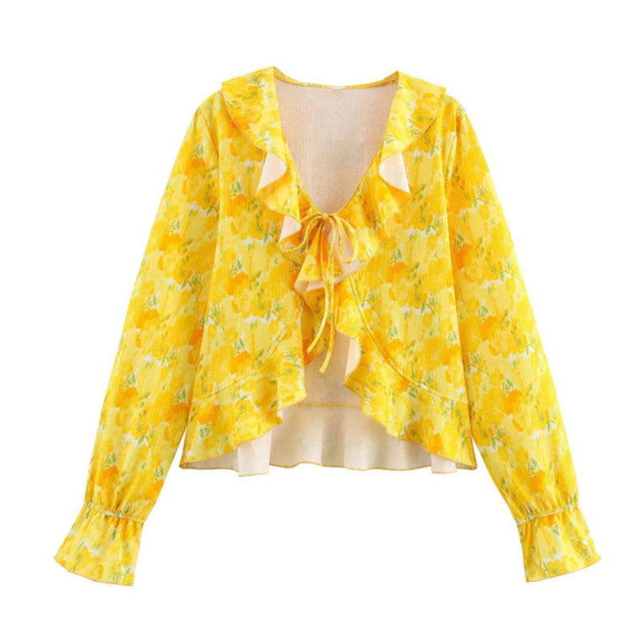 Blouse femme avec des détails romantiques en volants et des motifs floraux Chic & Stil