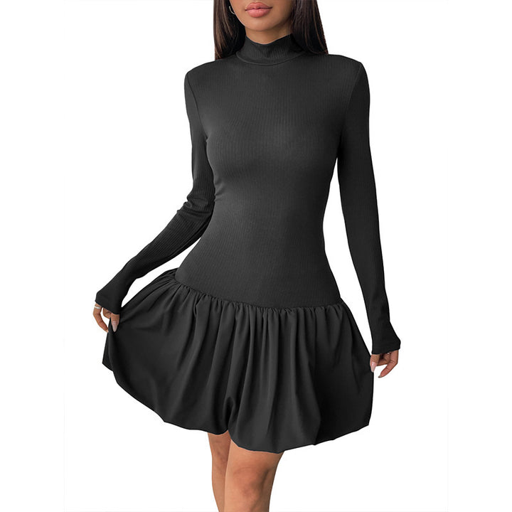 Fitted dress for women with high collar and voluminous skirt Lune London