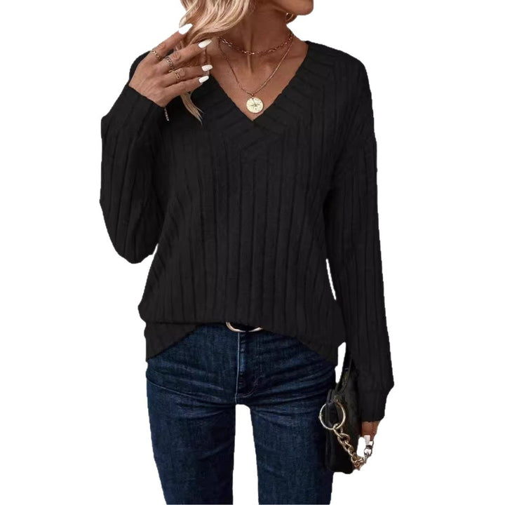 Women's V-neck ribbed structured sweater Lune London