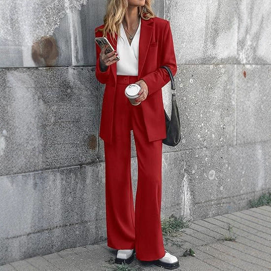 Elegant business suit set for women with wide legs and fitted blazer Lune London