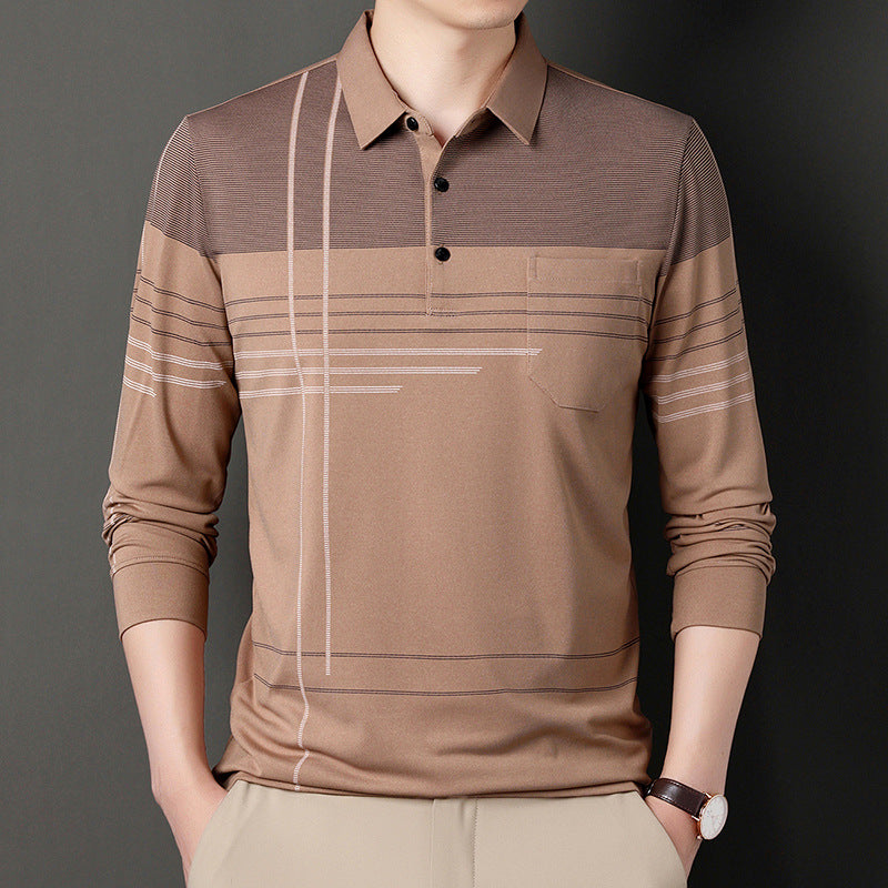 Trendy long sleeve polo shirt for men with an attractive striped pattern and a comfortable fit Lune London