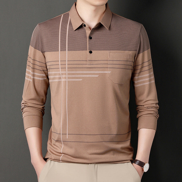 Trendy long sleeve polo shirt for men with an attractive striped pattern and a comfortable fit Lune London