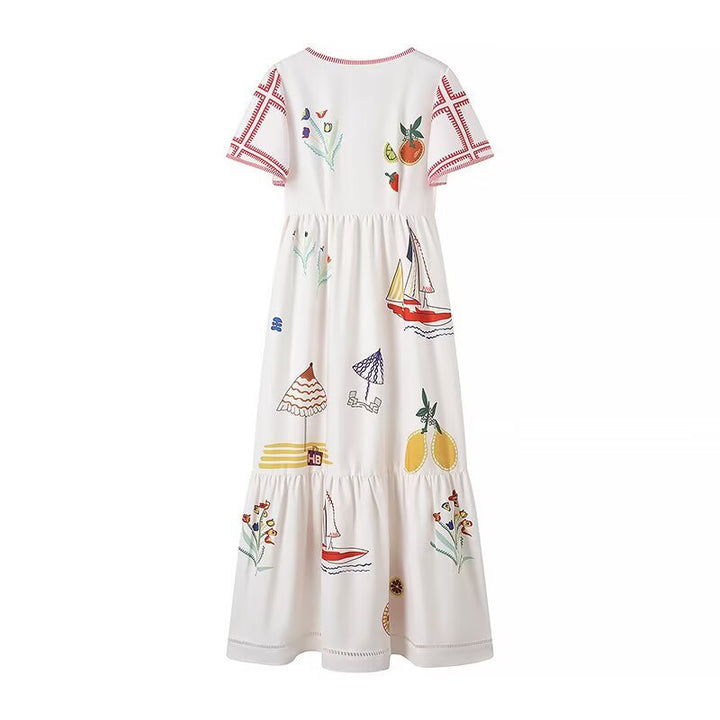 Summer dress for women with a colorful embroidered design and a relaxed fit Lune London