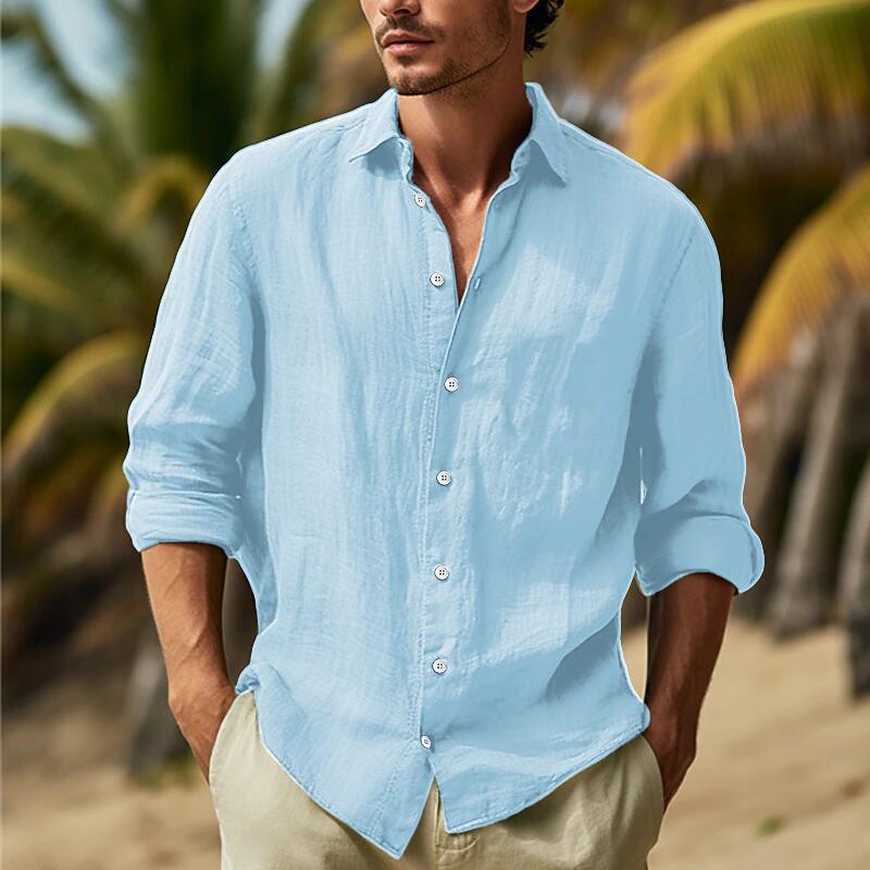 Men's Linen Shirt with A Loose Fit and Elegant Button Placket Lune London