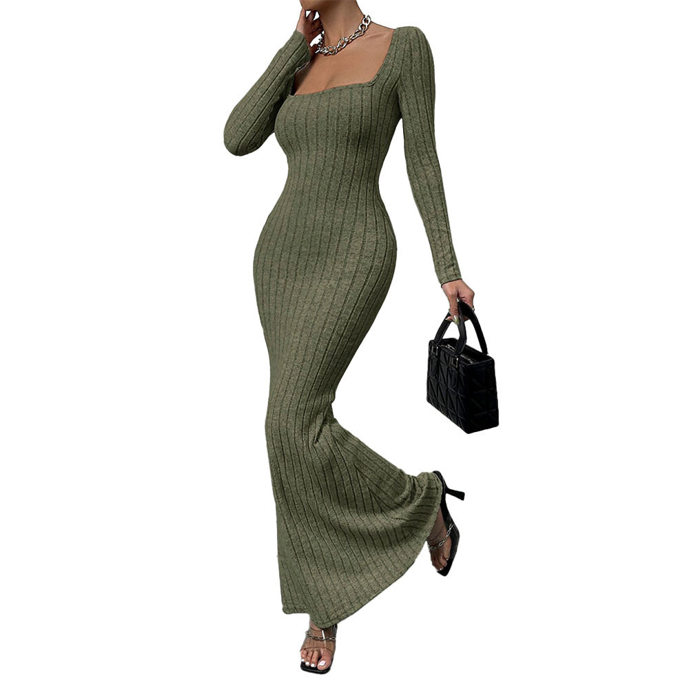 Robe maxi à manches longues pour femmes en design rib élégante Chic & Stil