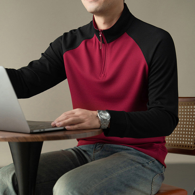 Functional long-sleeved shirt for men with a stand collar and innovative zip opening Lune London