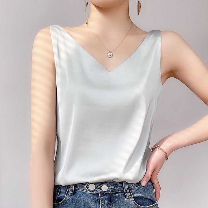 Women V-neck Satin Blouse Lune London