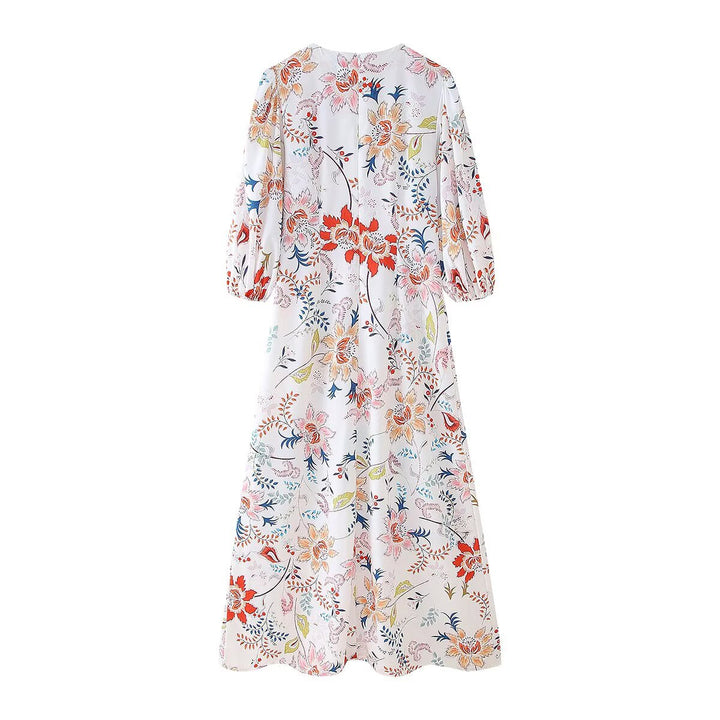 Maxi dress for women with floral print and voluminous sleeves Lune London
