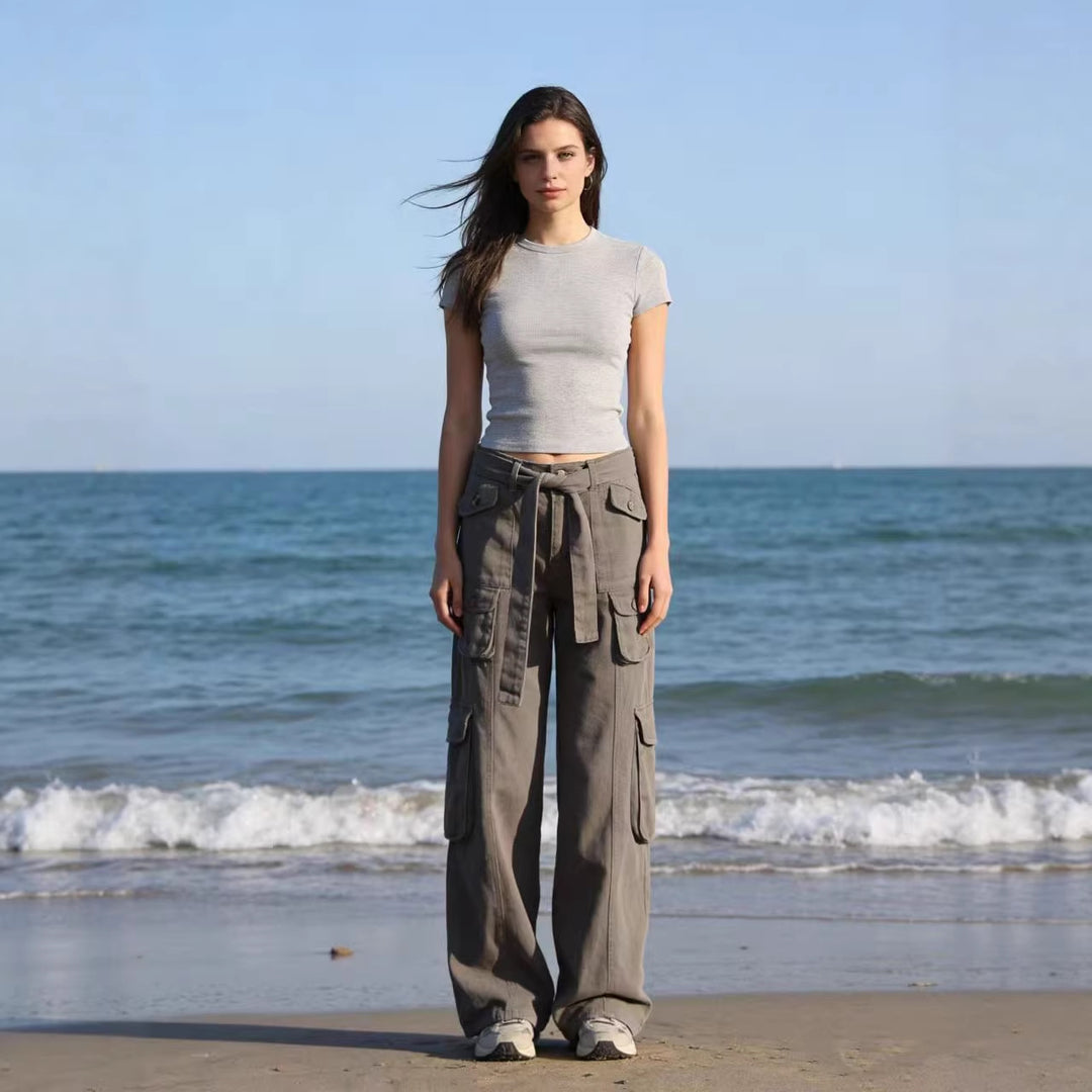 Women's stylish loose Cargo pants with belt and pockets Lune London