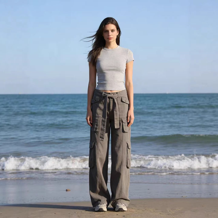 Women's stylish loose Cargo pants with belt and pockets Lune London