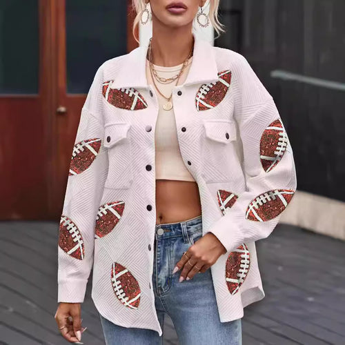 Oversized women's jacket with football design and practical pockets Lune London