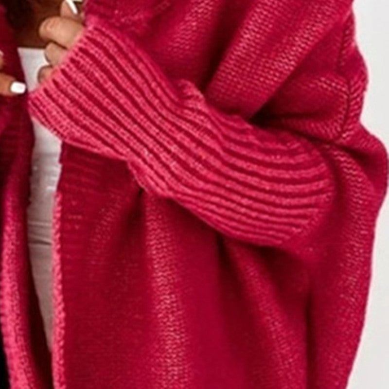 Ladies chunky knit cardigan with wide lapels and textured design Lune London