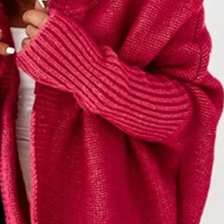 Ladies chunky knit cardigan with wide lapels and textured design Lune London