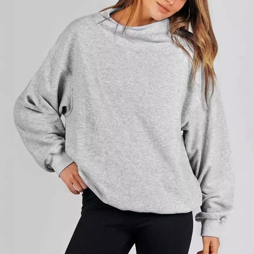 Ladies Comfortable Oversized Sweater with Chic High Collar and Style
