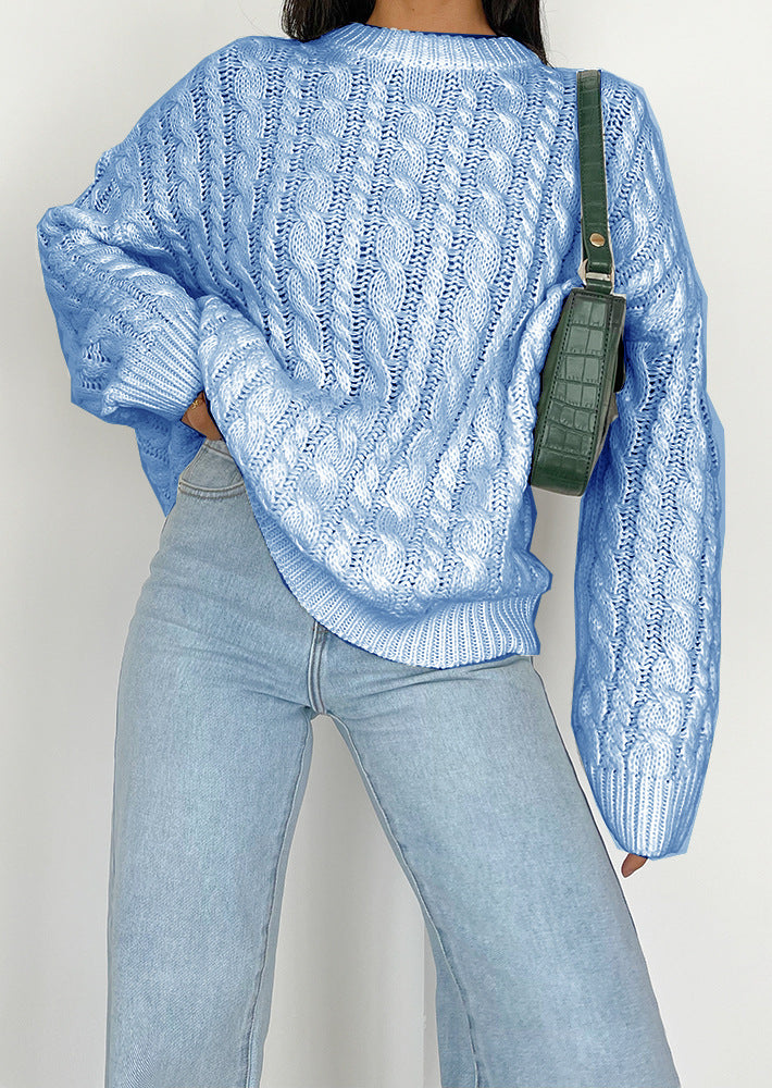 Chunky knit sweater for women with a refined twisted pattern in soft material Lune London