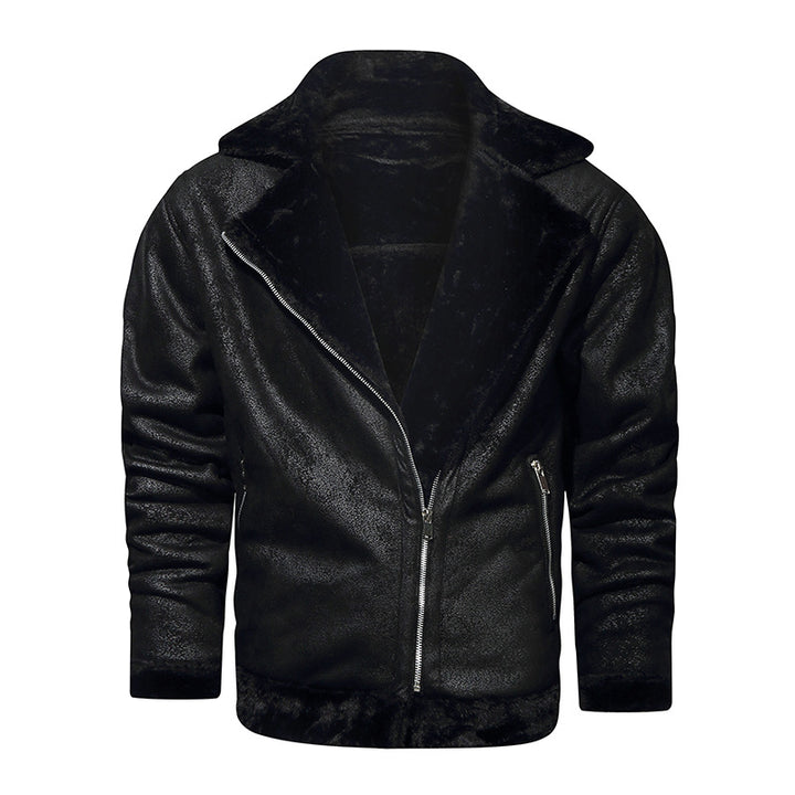 Elegant faux leather jacket for men with luxurious fleece lining Lune London
