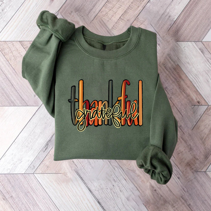 Sweatshirt pour femmes avec lettrage créatif "thankful" et coupe confortable Chic & Stil