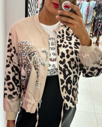 Women’s bomber jacket with animal print and elastic edges Lune London