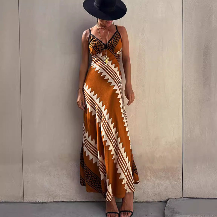 Lune London Women's Fluid Maxi Dress with Geometric Print