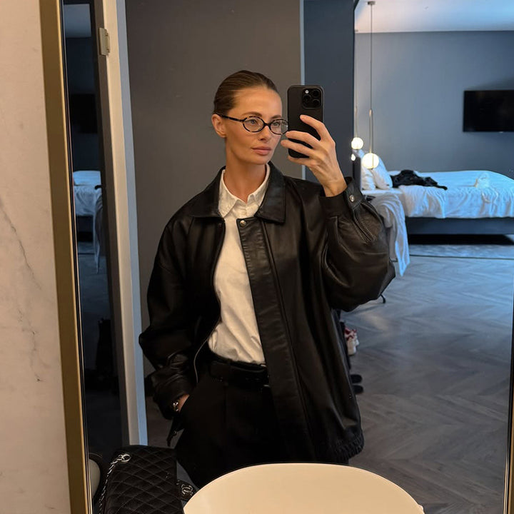 Oversized leather jacket for women Lune London