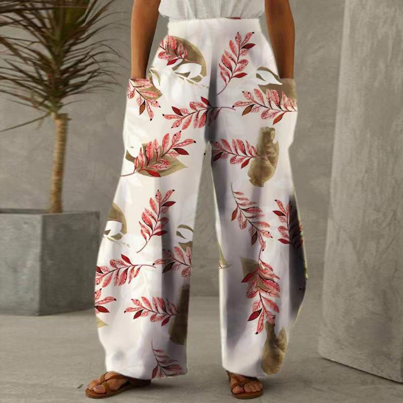 Pantalons fleuris amples pour femmes avec poches et taille élastique Chic & Stil