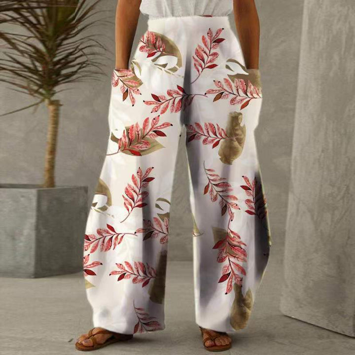 Pantalons fleuris amples pour femmes avec poches et taille élastique Chic & Stil