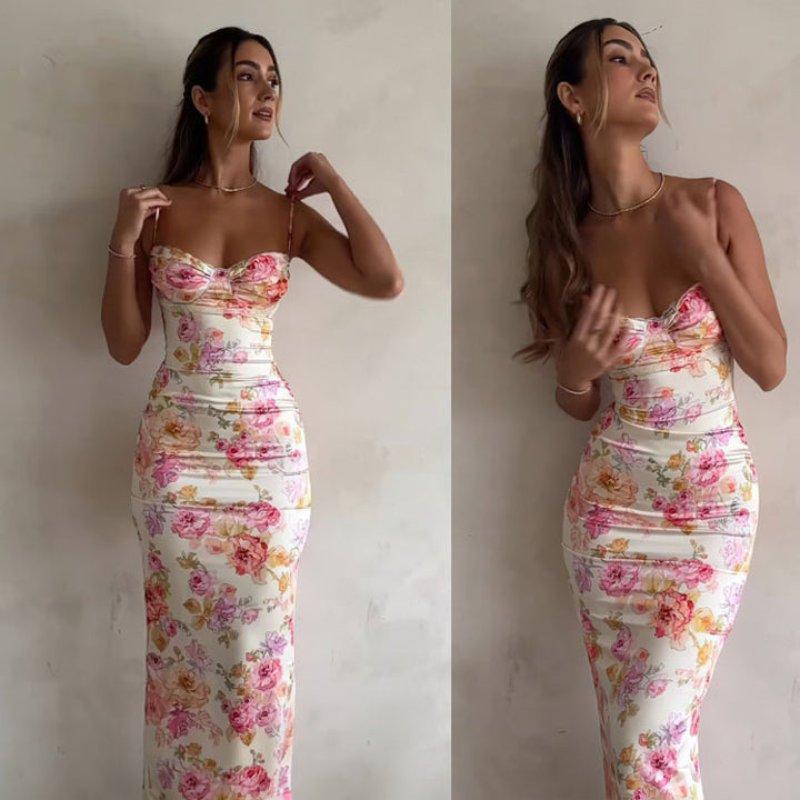 Chic and stylish floral maxi bodycon dress for women