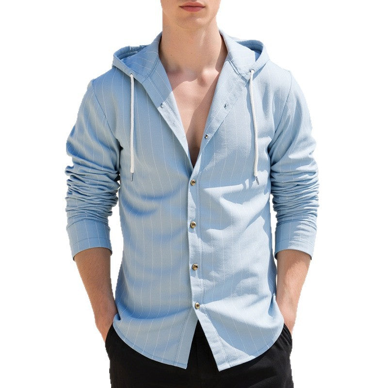 Men's casual hoodie shirt with textured design and button placket Lune London