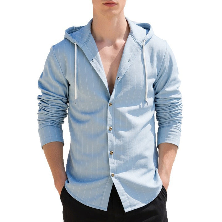 Men's casual hoodie shirt with textured design and button placket Lune London